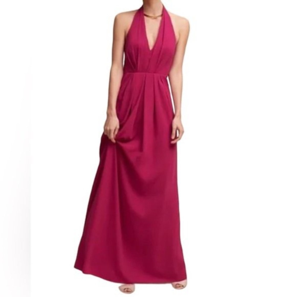 Elegant Pink Halter Maxi Dress